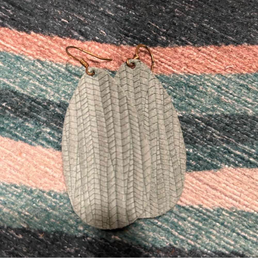 Chic Light blue/seafoam green Textured Earrings